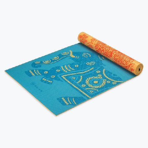 GAIAM REVERSIBLE ELEPHANT YOGA MAT 6MM AZUL - NARANJA